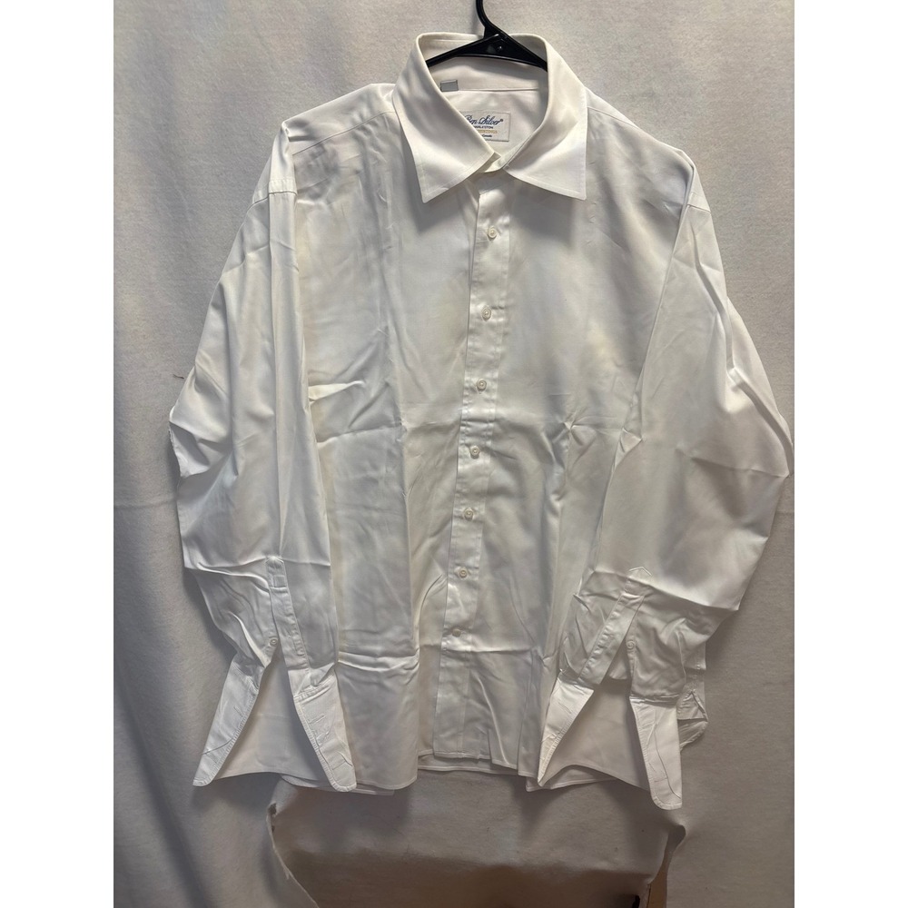 Ben Silver Charleston Fine  Mens White Long Sleeve Button Up Dress Shirt 17.5-35